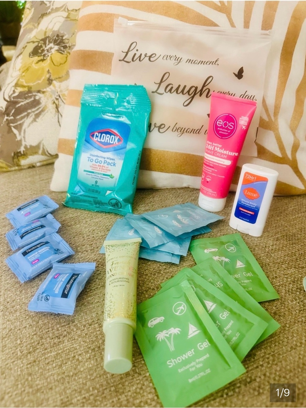 Travel Toiletries Kit & Pouch with Clorox, EOS & Lume, Shower Gel & Shampoo New - Picture 11 of 11